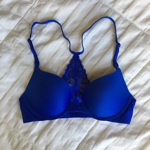 Blue front-clasp Victoria’s Secret push-up bra